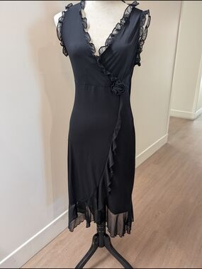 Newport News Black Ruffle Midi Dress